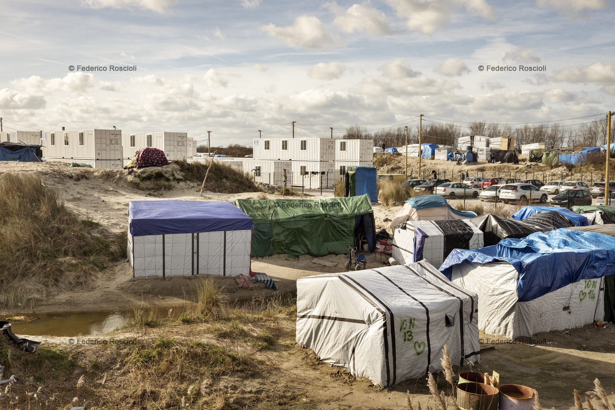 Calais, France. February 28, 2016. The container area inside the camp. This area was built in January 2016, it is accessible only by fingerprints and once in you lose the chance of reaching the UK.