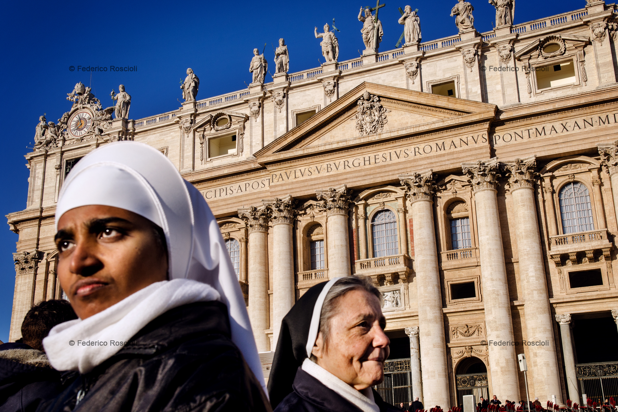 Vatican, Vatican City, February 27, 2013. Nuns waiting for Pope Benedict XVI last general audience in Saint Peter Square.