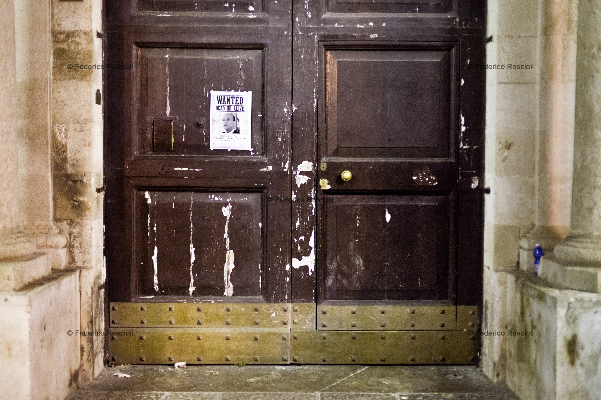 Taranto, Italy, September 11, 2013. The door of the Municipality of Taranto.